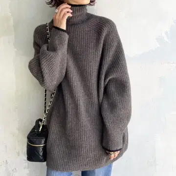 스픽 앤 스팬 미들 게이지  라인 빅 터틀 니트 울 일본제