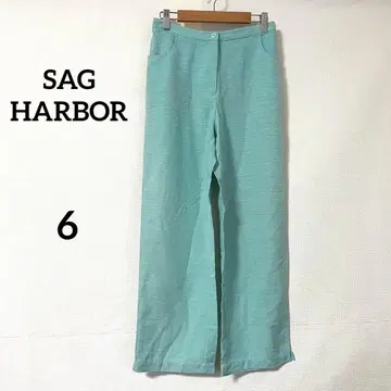 [ 사그 하버 ] 90s 와이드 팬츠 6 스카이블루 실크 100% 빈티지