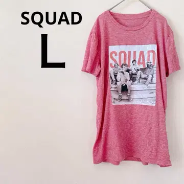 새상품급 SQUAD 남성용 [ L ] 프린트 반팔 T셔츠 빨간색 핑크