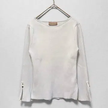 저스길리티/긴팔 리브 니트/소매 슬릿/M/골드 버튼 신축성 깔끔한 봄