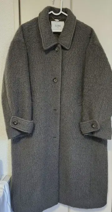 슬로브 이에나 모헤어 샤기 스텐카라 코트 오버 사이즈 울 그레이