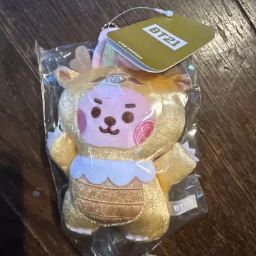 BT21 쿠키 봉제 인형 골드 약 15cm