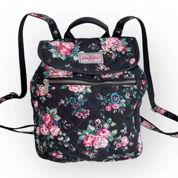 캐스키드슨 백팩 블랙 꽃무늬 퀼팅