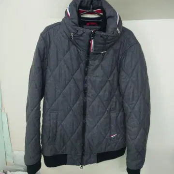 BEAMS HEART 볼륨 넥 퀼트 블루종 그레이 L 사이즈