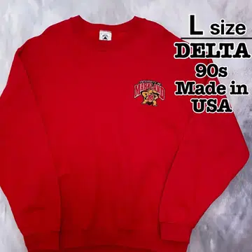 USA제 DELTA 맨투맨 L 레드 자수 칼리지 캐릭터 거북이