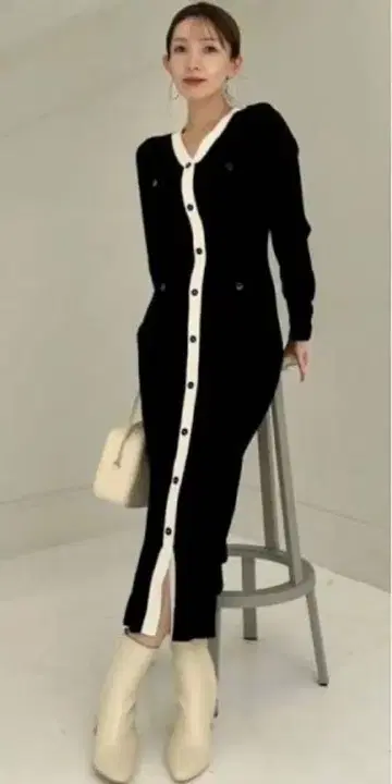 snidel 스나이델 프론트 버튼 니트 원피스