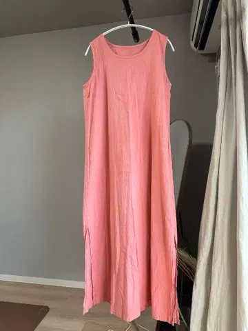 쳔 선생님의 일상복 대만 핑크 슬리브리스 롱 원피스