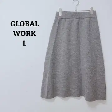 글로벌 워크 스커트 니트 종아리 기장 A라인 심플 허리밴딩 L