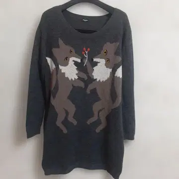 마블슈드 marblesud 니트 원피스 여우 패턴 울 자수