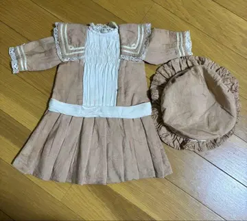 비스크 인형 코튼 드레스 레이스 포함 & 모자 보네 새상품급