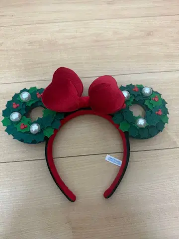 디즈니 크리스마스 2024 미니 리본 머리띠 리스