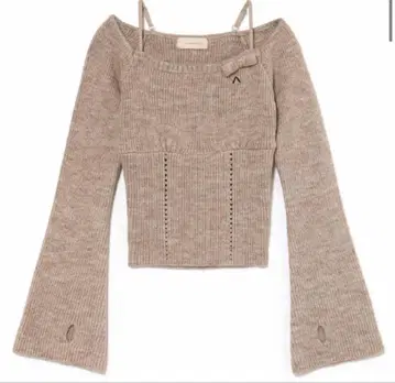 andmary Baby ribbon knit tops brown