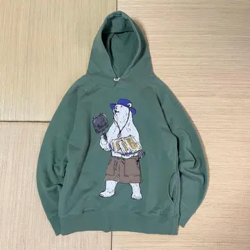 새상품급 고 슬로우 캐러밴 북극곰 핫 샌드 후드티 그린 4