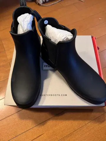 HUNTER 블랙 사이드 고어 숏부츠