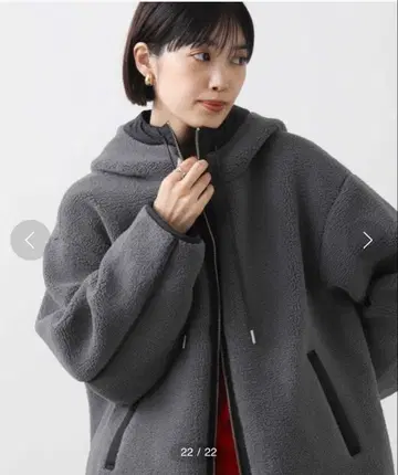 [새상품] 그레디 브릴리언트 보아 바이컬러 후드 자켓 차콜 그레이