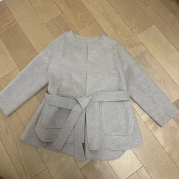 아나이 베이지 벨트 울 코트