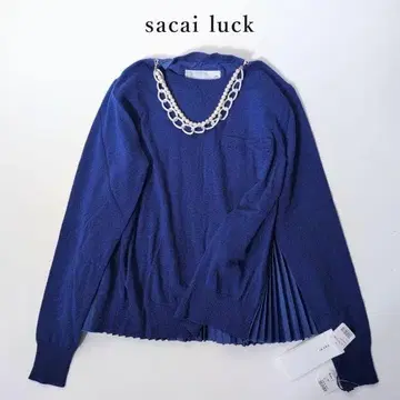 사카이럭 sacai luck 블루 니트 플리츠 도킹