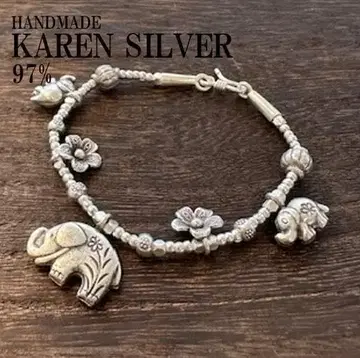 실버 팔찌 카렌 실버 18cm 코끼리 모티브 핸드메이드 #17