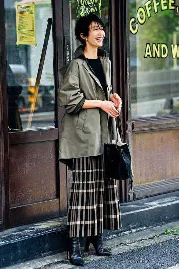 IEDIT 더블 자카드 니트 롱 스커트