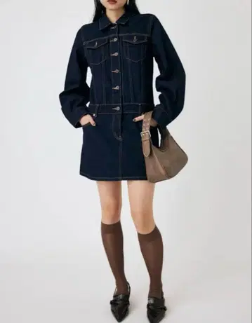 MOUSSY 로우 웨이스트 데님 미니 드레스