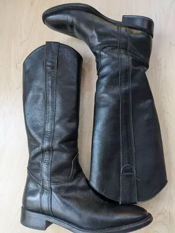 VELETTO 블랙 가죽 롱 부츠