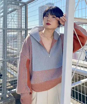 [ KBF ] 레이어드 하프 ZIP 니트