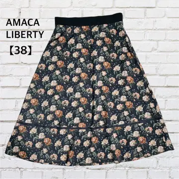 AMACA LIBERTY 리버티 아마카 플레어 스커트 꽃무늬 밴딩 벨트