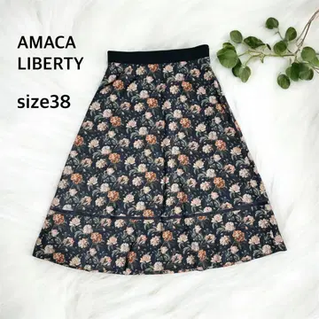AMACA LIBERTY 리버티 아마카 플레어 스커트 꽃무늬 밴딩 벨트