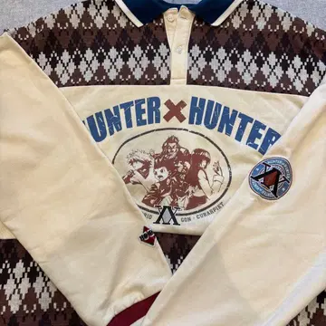 HUNTERxHUNTERxHOOK 아가일 무늬 절개 맨투맨