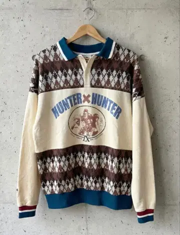 HUNTERxHUNTERxHOOK 아가일 무늬 절개 맨투맨