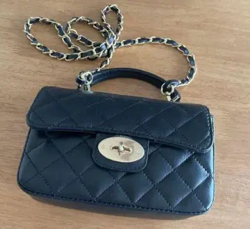 AULENTTI 숄더백 블랙 체인 핸들 퀼팅 백