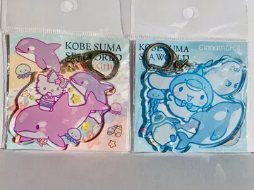 스마 시월드 한정판 키티 시나모롤 콜라보 아크릴 키링 세트