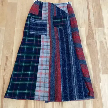 무차차 울 계열 랩 스커트 롱 스커트