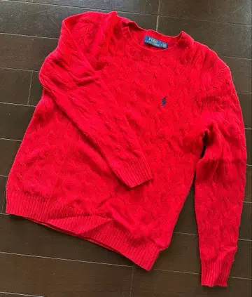 폴로 랄프로렌 캐시미어 혼방 꽈배기 니트 M