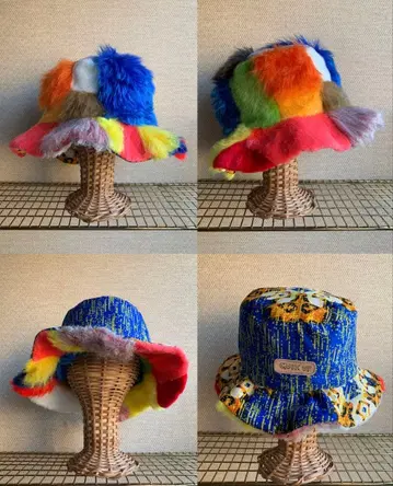 인조 모피 리버서블 아프리칸 햇 Fakefur Hat 패치워크