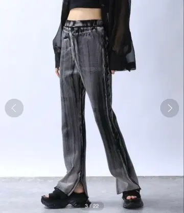 새상품급 JEANASIS 지나시스 블리치 가공 리브 팬츠 그레이