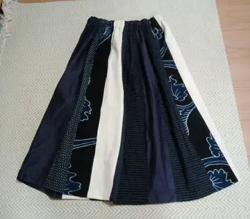 서생 모시, 통 그림, 누에고치 주머니, 보자기 패치워크 플레어 스커트