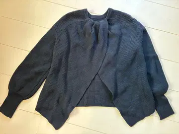 IENA 다크 네이비 네이비 백 오픈 백 슬릿 울 니트