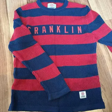 FRANKLIN 빨간색과 네이비 스트라이프 스웨터 L