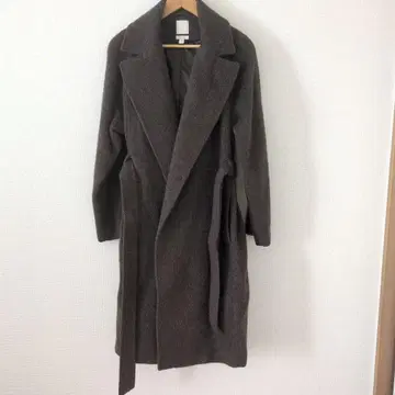 H&M 울 블렌드 롱 코트 브라운