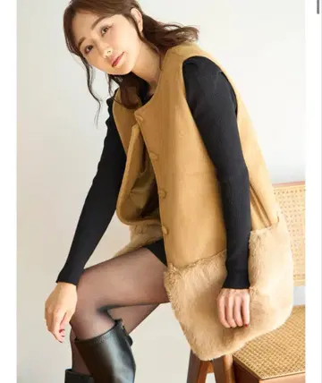 ECO 퍼 절개 2way 베스트 원피스(kbm573)