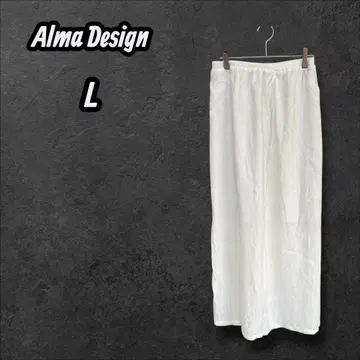 [알마 디자인] 롱 스커트 심플 허리밴딩 화이트 L