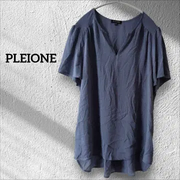 1점 한정 PLEIONE 반팔 셔츠 상의 블루 [ L ] 심플 무지