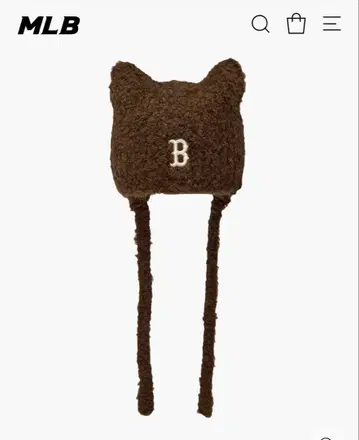 MLB korea 고양이 귀 미야온 비니 브라운 갈색