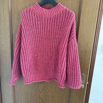 M 사이즈 핑크 짜임 니트 긴팔