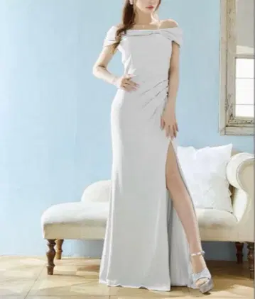 JEAN MACLEAN/라메/스트레치/오프숄더/롱 드레스