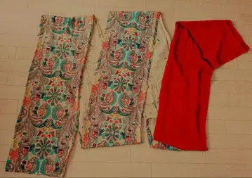 감즙 염색 오비 다색 무늬 빨간색