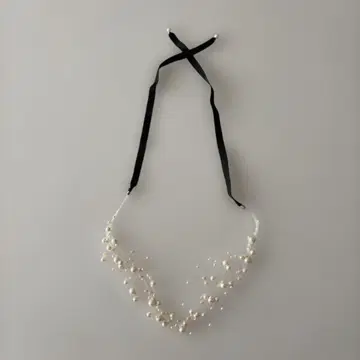 펄과 리본의 목걸이/초커/헤어밴드/머리띠