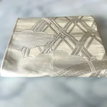 순수 실크 금실 은실 마름모 패턴 후쿠로 오비