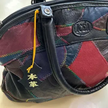 새상품 ICSA 천연 가죽 가죽 패치워크 핸드백 숄더백 컬러풀